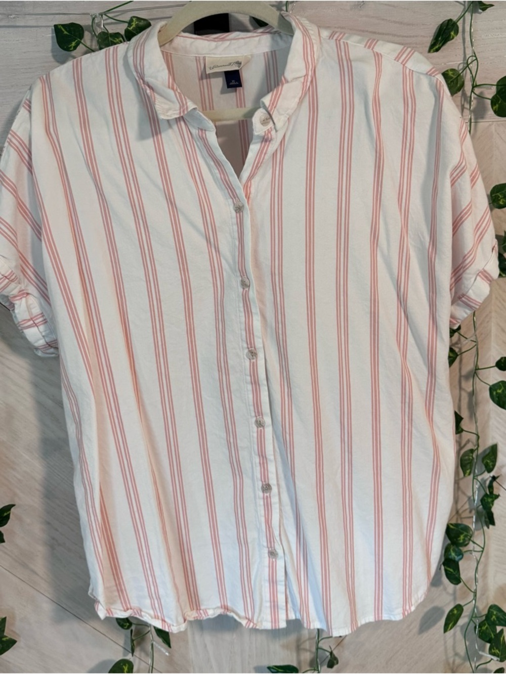 Universal Thread White Shirt with Pink Stripes